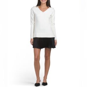 Ellen Tracy collard sweater twofer dress XS